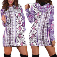 Hawaii Makahiki Turtle Hoodie Dress Violet Tapa Pattern LT05 - Polynesian Pride