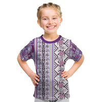 Hawaii Makahiki Turtle Kid T Shirt Violet Tapa Pattern LT05 Violet - Polynesian Pride