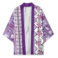 Hawaii Makahiki Turtle Kimono Violet Tapa Pattern LT05 Unisex Violet - Polynesian Pride