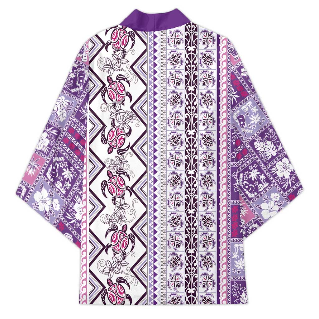 Hawaii Makahiki Turtle Kimono Violet Tapa Pattern LT05 - Polynesian Pride