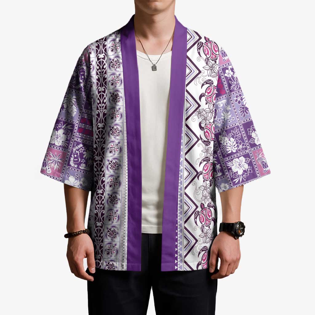 Hawaii Makahiki Turtle Kimono Violet Tapa Pattern LT05 - Polynesian Pride