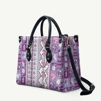 Hawaii Makahiki Turtle Leather Bag Violet Tapa Pattern LT05 Violet - Polynesian Pride