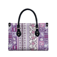 Hawaii Makahiki Turtle Leather Bag Violet Tapa Pattern LT05 - Polynesian Pride