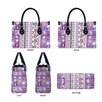 Hawaii Makahiki Turtle Leather Bag Violet Tapa Pattern LT05 - Polynesian Pride