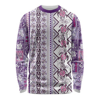 Hawaii Makahiki Turtle Long Sleeve Shirt Violet Tapa Pattern LT05 Unisex Violet - Polynesian Pride