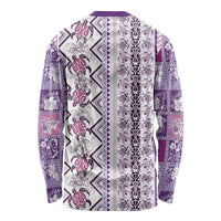 Hawaii Makahiki Turtle Long Sleeve Shirt Violet Tapa Pattern LT05 - Polynesian Pride