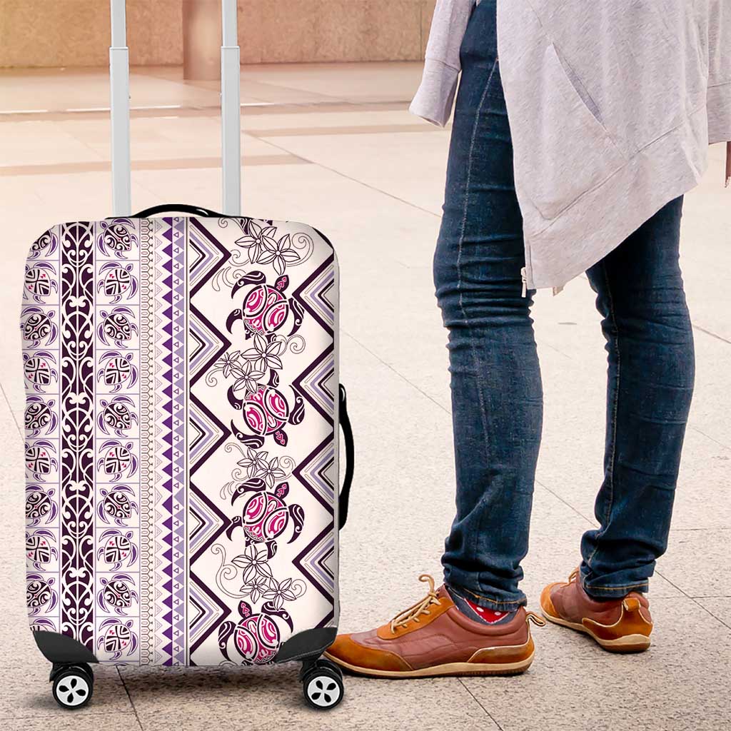 Hawaii Makahiki Turtle Luggage Cover Violet Tapa Pattern LT05 Violet - Polynesian Pride