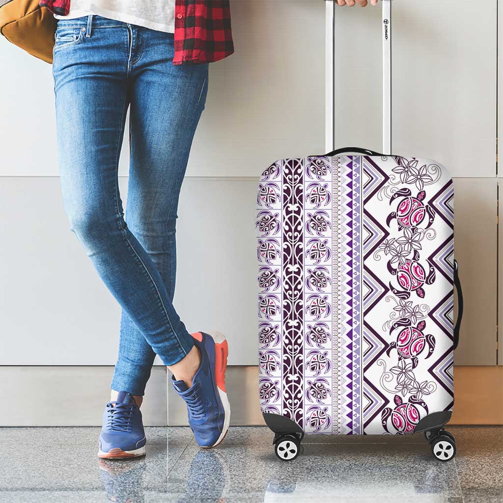 Hawaii Makahiki Turtle Luggage Cover Violet Tapa Pattern LT05 - Polynesian Pride