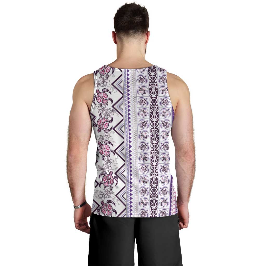 Hawaii Makahiki Turtle Men Tank Top Violet Tapa Pattern LT05 - Polynesian Pride