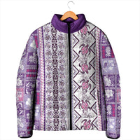 Hawaii Makahiki Turtle Padded Jacket Violet Tapa Pattern LT05 - Polynesian Pride