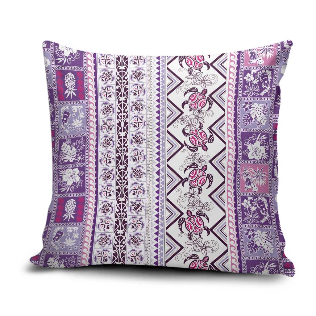 Hawaii Makahiki Turtle Pillow Cover Violet Tapa Pattern LT05 Violet - Polynesian Pride