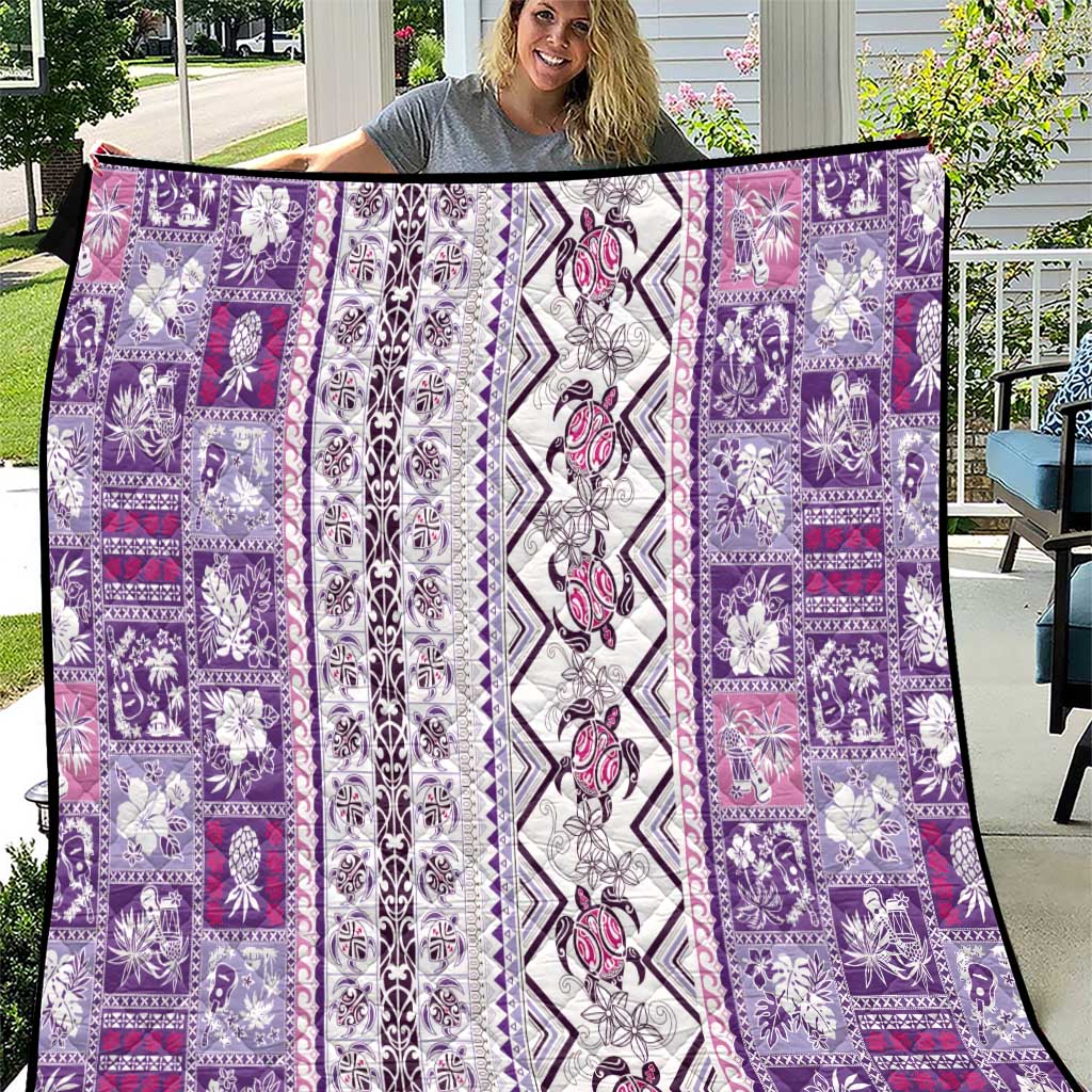 Hawaii Makahiki Turtle Quilt Violet Tapa Pattern LT05 Violet - Polynesian Pride