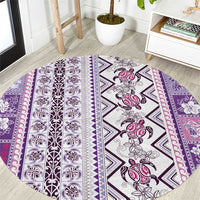Hawaii Makahiki Turtle Round Carpet Violet Tapa Pattern LT05 Violet - Polynesian Pride