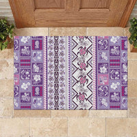 Hawaii Makahiki Turtle Rubber Doormat Violet Tapa Pattern LT05 Violet - Polynesian Pride