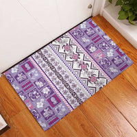 Hawaii Makahiki Turtle Rubber Doormat Violet Tapa Pattern LT05 - Polynesian Pride