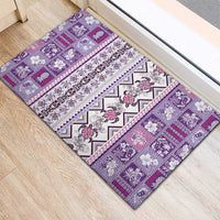 Hawaii Makahiki Turtle Rubber Doormat Violet Tapa Pattern LT05 - Polynesian Pride