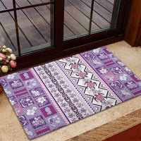Hawaii Makahiki Turtle Rubber Doormat Violet Tapa Pattern LT05 - Polynesian Pride