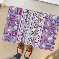 Hawaii Makahiki Turtle Rubber Doormat Violet Tapa Pattern LT05 - Polynesian Pride