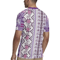 Hawaii Makahiki Turtle Rugby Jersey Violet Tapa Pattern LT05 - Polynesian Pride