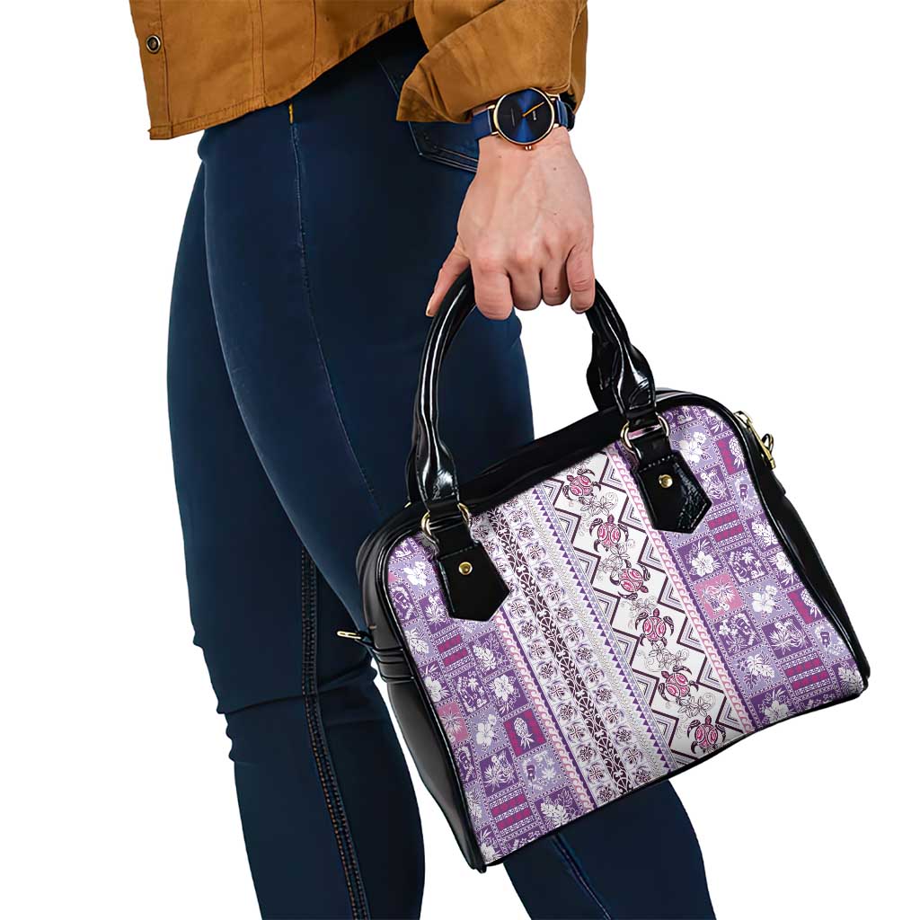 Hawaii Makahiki Turtle Shoulder Handbag Violet Tapa Pattern LT05 - Polynesian Pride