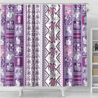 Hawaii Makahiki Turtle Shower Curtain Violet Tapa Pattern LT05 - Polynesian Pride