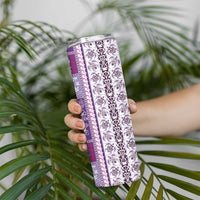 Hawaii Makahiki Turtle Skinny Tumbler Violet Tapa Pattern LT05 - Polynesian Pride