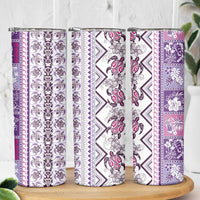 Hawaii Makahiki Turtle Skinny Tumbler Violet Tapa Pattern LT05 - Polynesian Pride