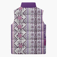 Hawaii Makahiki Turtle Sleeveless Puffer Jacket Violet Tapa Pattern LT05 - Polynesian Pride