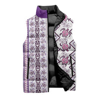 Hawaii Makahiki Turtle Sleeveless Puffer Jacket Violet Tapa Pattern LT05 - Polynesian Pride