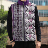 Hawaii Makahiki Turtle Sleeveless Puffer Jacket Violet Tapa Pattern LT05 - Polynesian Pride
