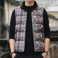 Hawaii Makahiki Turtle Sleeveless Puffer Jacket Violet Tapa Pattern LT05 - Polynesian Pride