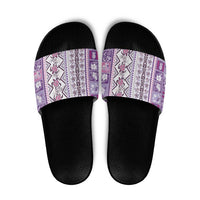 Hawaii Makahiki Turtle Slide Sandals Violet Tapa Pattern LT05 Violet - Polynesian Pride