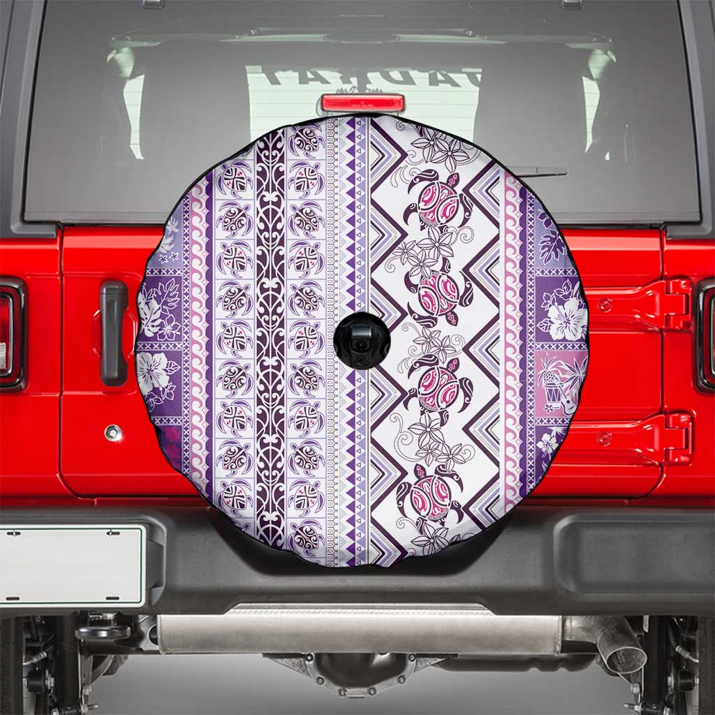 Hawaii Makahiki Turtle Spare Tire Cover Violet Tapa Pattern LT05 - Polynesian Pride