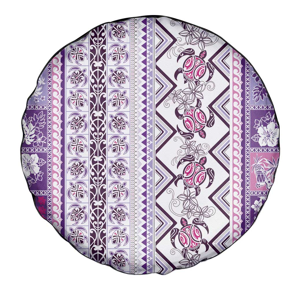 Hawaii Makahiki Turtle Spare Tire Cover Violet Tapa Pattern LT05 - Polynesian Pride