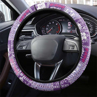 Hawaii Makahiki Turtle Steering Wheel Cover Violet Tapa Pattern LT05 - Polynesian Pride