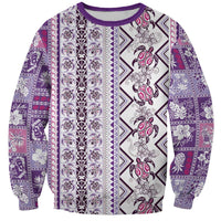 Hawaii Makahiki Turtle Sweatshirt Violet Tapa Pattern LT05 Unisex Violet - Polynesian Pride