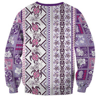 Hawaii Makahiki Turtle Sweatshirt Violet Tapa Pattern LT05 - Polynesian Pride