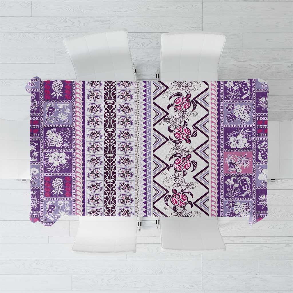 Hawaii Makahiki Turtle Tablecloth Violet Tapa Pattern LT05 Violet - Polynesian Pride