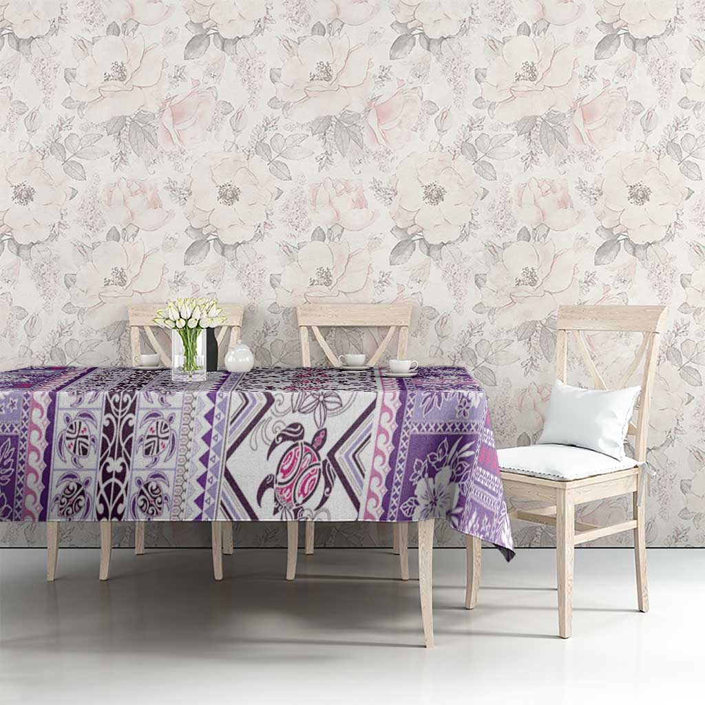 Hawaii Makahiki Turtle Tablecloth Violet Tapa Pattern LT05 - Polynesian Pride