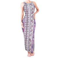 Hawaii Makahiki Turtle Tank Maxi Dress Violet Tapa Pattern LT05 Women Violet - Polynesian Pride