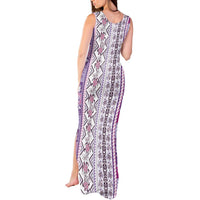 Hawaii Makahiki Turtle Tank Maxi Dress Violet Tapa Pattern LT05 - Polynesian Pride