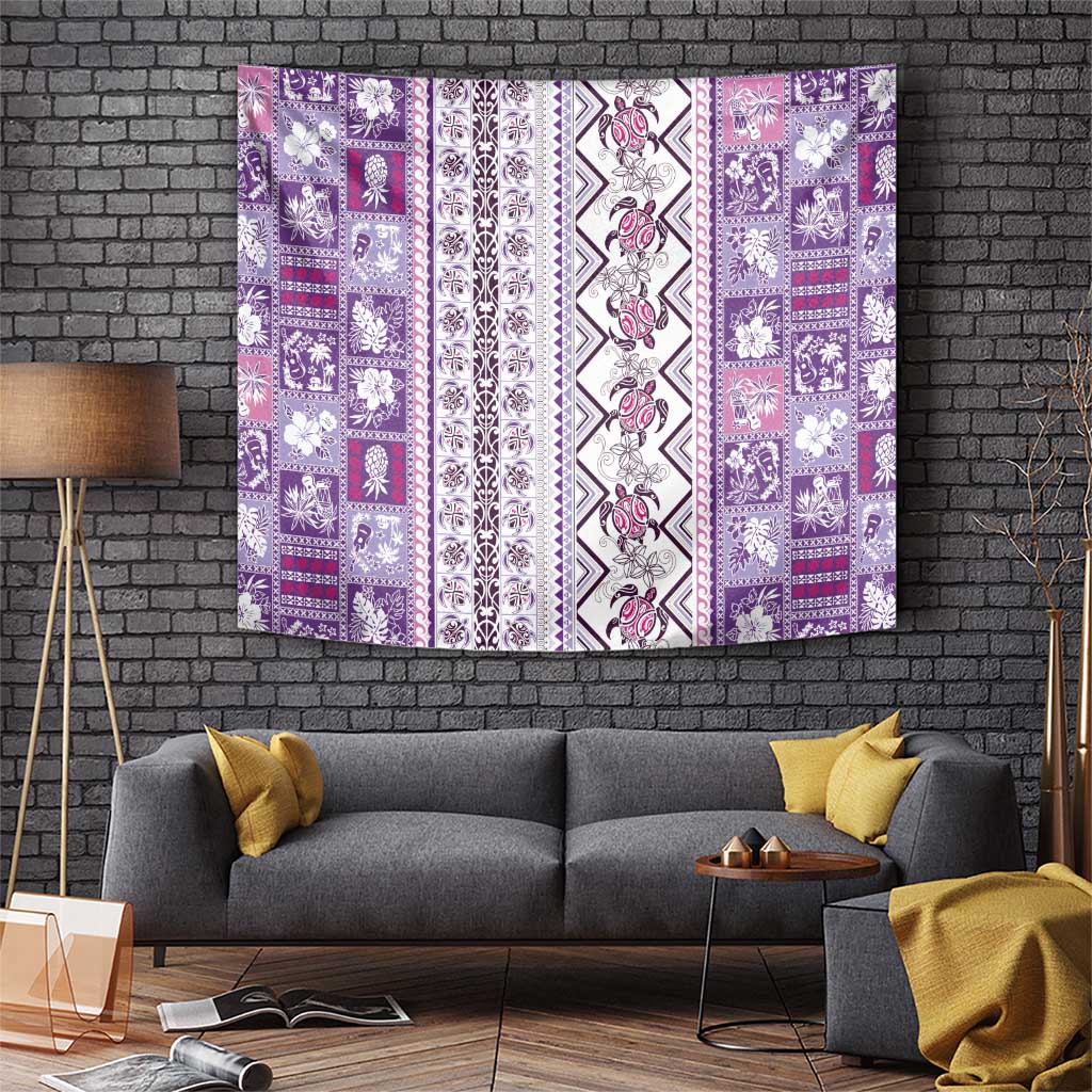Hawaii Makahiki Turtle Tapestry Violet Tapa Pattern LT05 Violet - Polynesian Pride