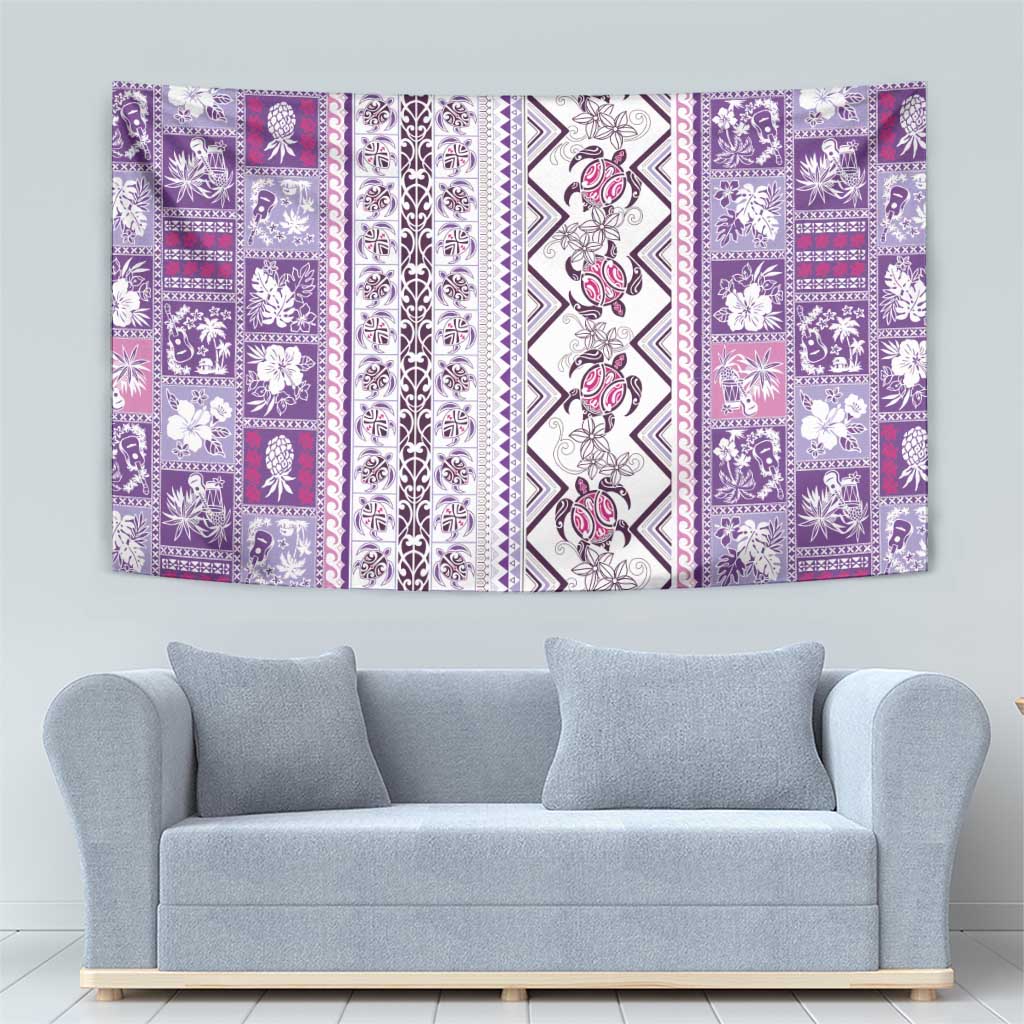 Hawaii Makahiki Turtle Tapestry Violet Tapa Pattern LT05 - Polynesian Pride