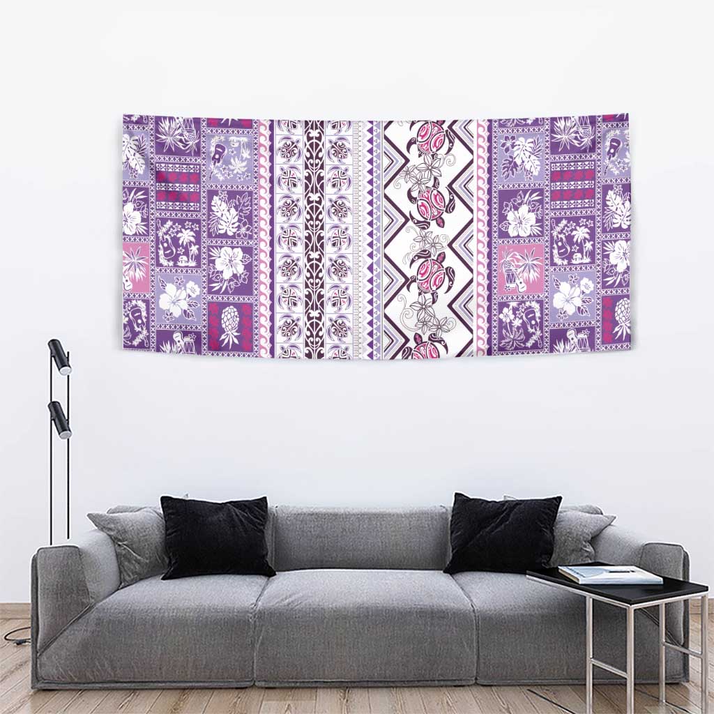 Hawaii Makahiki Turtle Tapestry Violet Tapa Pattern LT05 - Polynesian Pride