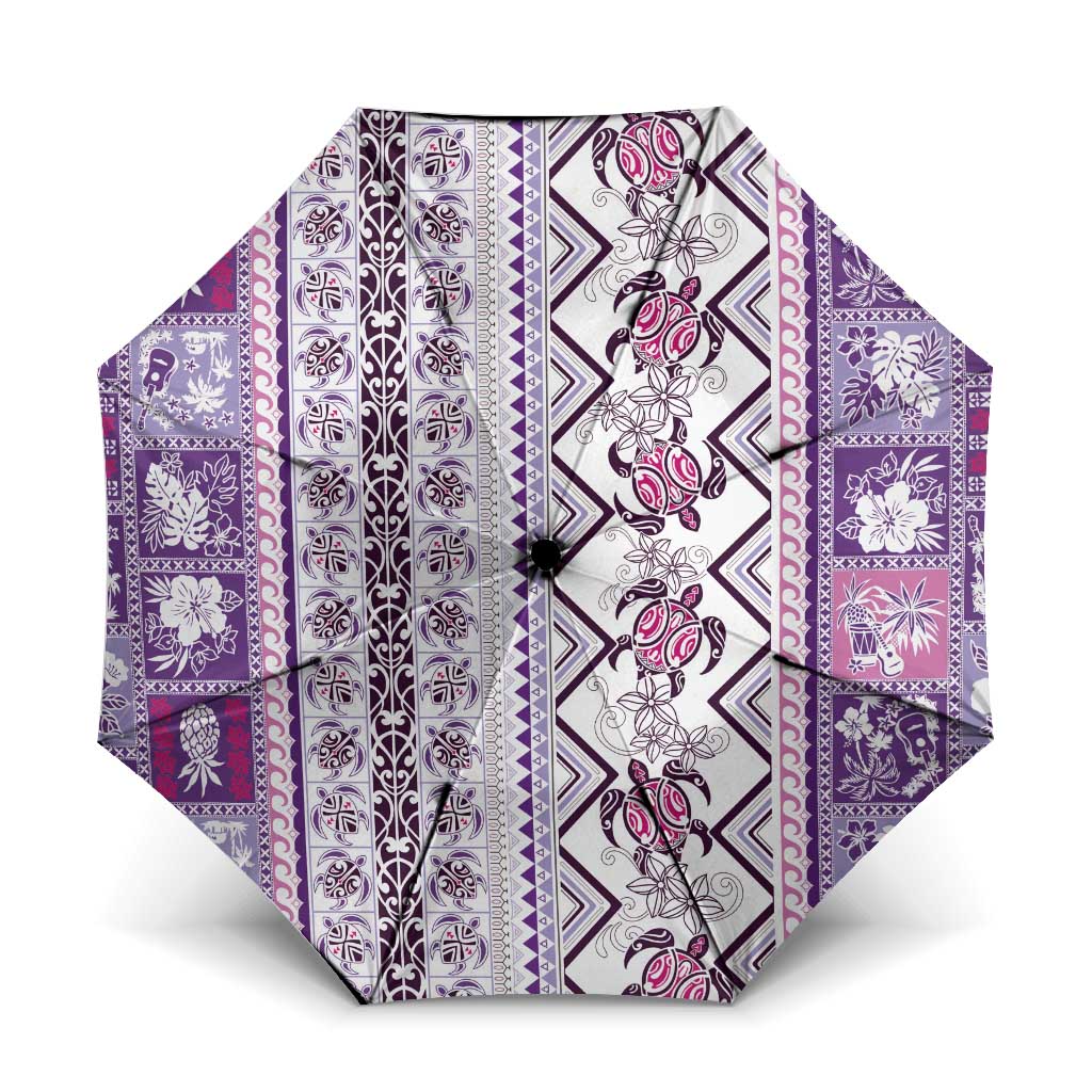 Hawaii Makahiki Turtle Umbrella Violet Tapa Pattern LT05 One Size Folded 11.42 inch Opened Diameter 37.4 inch Violet - Polynesian Pride