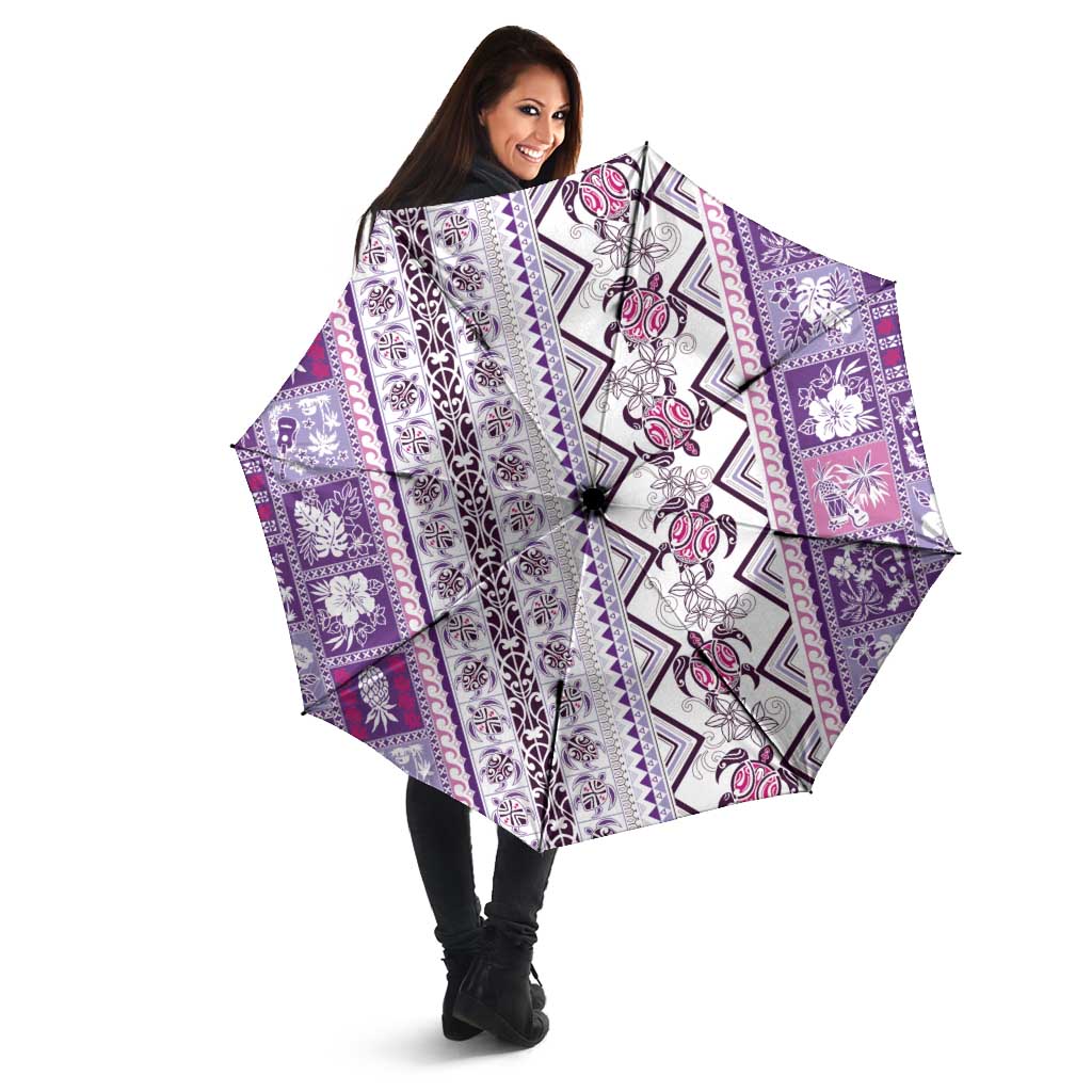 Hawaii Makahiki Turtle Umbrella Violet Tapa Pattern LT05 - Polynesian Pride