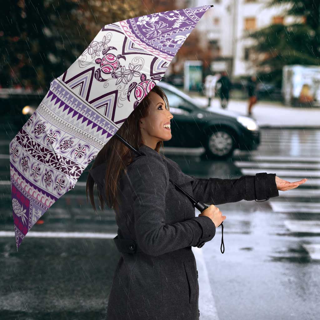 Hawaii Makahiki Turtle Umbrella Violet Tapa Pattern LT05 - Polynesian Pride