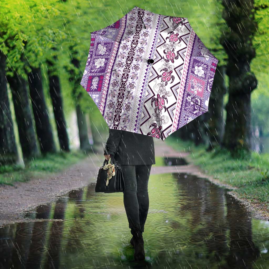 Hawaii Makahiki Turtle Umbrella Violet Tapa Pattern LT05 - Polynesian Pride