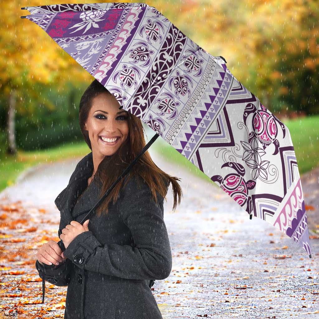 Hawaii Makahiki Turtle Umbrella Violet Tapa Pattern LT05 - Polynesian Pride