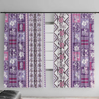 Hawaii Makahiki Turtle Window Curtain Violet Tapa Pattern LT05 With Hooks Violet - Polynesian Pride